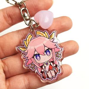 Porte-clés en plastique transparent Anime créatif de charme acrylique personnalisé promotionnel avec époxy - Product Image 1