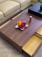 Table basse carrée rétractable de style moderne du milieu du siècle, petite taille, couleur noyer, pour salon d'appartement