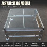 Plateforme de scène en aluminium et acrylique 1,22x2,44m 750kg avec plateau transparent pour événements intérieurs et passerelles d'exposition