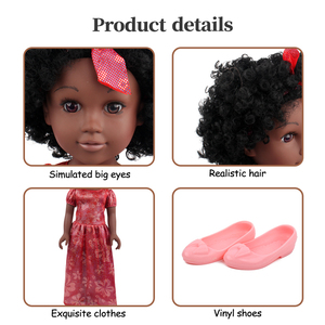 Bambola Nera da 18 Pollici con Corpo in Gomma, Set Moda, Vestito, Giocattolo per Casa e Gioco, Bambola in Gomma Integrale da 18 Pollici per Regalo Bambina dai 3 Anni in su - Product Image 5