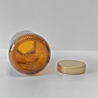 Bouteilles en verre rondes ambrées pour compléments alimentaires, pots de stockage pour comprimés et capsules de vitamines avec couvercles métalliques, capacités multiples personnalisables