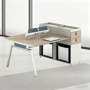 Bureau de direction moderne de luxe avec armoire haute, design de cabine, mobilier de bureau de secrétaire, table d'ordinateur pour deux personnes - Product Image 2