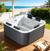 Jacuzzi durable pour 4 à 6 adultes, spa en acrylique écologique avec éclairage d'ambiance, adapté aux maisons conteneurs et aux jardins privés