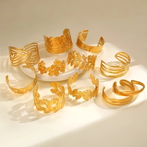 Wholesale New 18K Gold Plated <strong>Stainless</strong> <strong>Steel</strong> Exaggerated Geometric Style <strong>Bracelets</strong> - Stylish Jewelry for <strong>Woman</strong> - Product Image 1