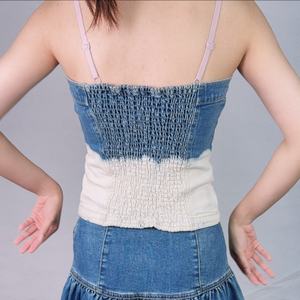 Hauts en jean sans bretelles et épaules dénudées pour femmes, style décontracté d'été, en stock usine OEM, vente chaude - Product Image 2