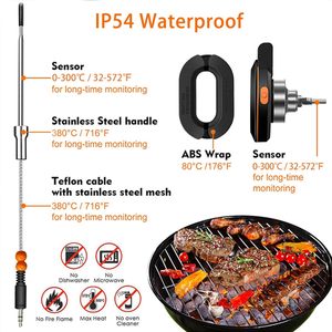 Digital Wireless BBQ <b>Thermometer</b> Probe Capacity Plastic Material for Grill Installation Wireless Meat <b>Thermometer</b> - Product Image 3