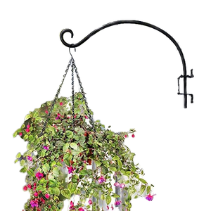 16" Black Metal Heavy-Duty Uncoated Customized Shape Plant Hanger <strong>Bracket</strong> Durable Outdoor Stable Bird Feeder <strong>Basket</strong> <strong>Hanging</strong> - Product Image 3