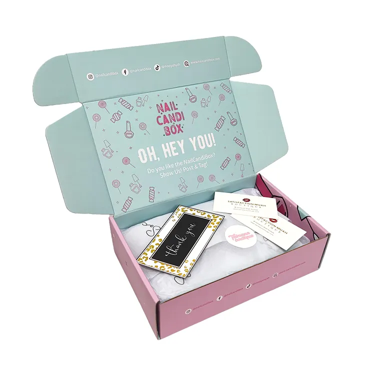 Kotak Hadiah Mewah Pink Kartu Terima Kasih Logo Kustom Kemasan Kertas Hadiah