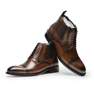 Nouvelles Bottines Chelsea Décontractées pour Hommes en Cuir Véritable, Légères et Confortables, Idéales pour l'Hiver et les Occasions Formelles – Collection 2025 de Haute Qualité et Sur Mesure - Product Image 1