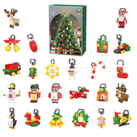 Calendrier de l'Avent DIY miniature à suspendre sur le thème de Noël, en briques, jouet cadeau