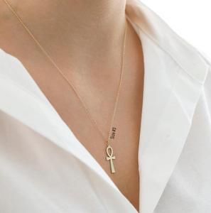 Inspire Ankh croce ciondolo Dainty Ankh collana Charm faraone simbolo della vita Minimal fatto a mano regalo di gioielli raffinati - Product Image 2