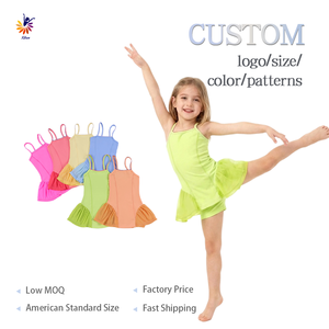 Vestito da yoga per ragazze stile balletto con spalline sottili, ricamo in rete laterale, pantaloncini integrati, colore e logo personalizzabili - Product Image 1