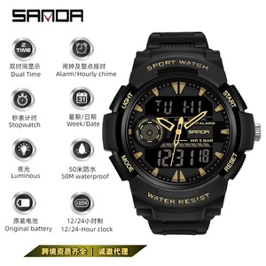 Montre SANDA 6002 unisexe à quartz avec bracelet en cuir, cadran en verre de 47 mm, aiguilles, mode, étanche - Product Image 4