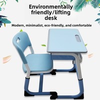 Ensemble bureau et chaise pour école primaire - Meubles d'étude réglables en hauteur pour cours de formation - Design minimaliste moderne - Matériel MDF