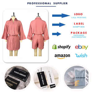 Conjunto de Falda de Verano HK72353, Camisa de Manga Murciélago con Cuello Camisero + Pantalones Cortos, Conjunto de 2 Piezas para <span class=keywords><strong>Mujer</strong></span> - Product Image 2