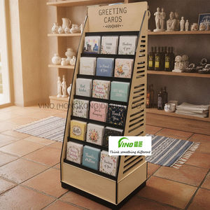 Expositor de Tarjetas de Felicitación de Madera Moderno VINO, Estante Vertical Independiente de 6 Niveles para Uso en Interiores - Product Image 1