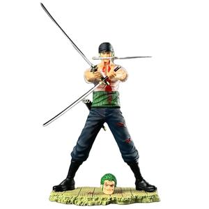 Figurine d'anime <span class=keywords><strong>One</strong></span> <span class=keywords><strong>Piece</strong></span> Zoro de 17 cm en gros, modèle de collection de bureau avec double tête et pose de combat - Product Image 1
