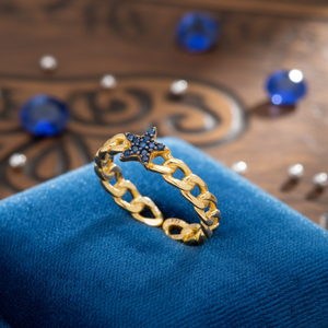 Zafiro piedra estrella diseño anillo ajustable turco venta al por mayor hecho a mano 925 joyería de plata joyería fina - Product Image 3