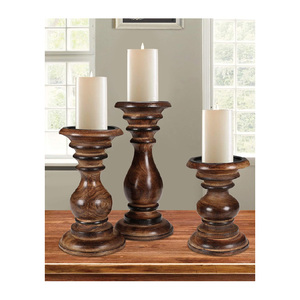 Le support de bougie de ville en bois en bois, bougeoirs, bougeoirs, colonnes tournées arrondies, - Product Image 4