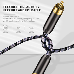 <span class=keywords><strong>สาย</strong></span>สัญญาณเสียงแบบโคแอกเชียลดิจิตอล RCA ตัวผู้-ตัวผู้ ชุบทอง 90 องศา หัวต่อชุบทอง 24K ป้องกันสัญญาณรบกวนสองชั้น หุ้มด้วยไนลอนถัก - Product Image 2