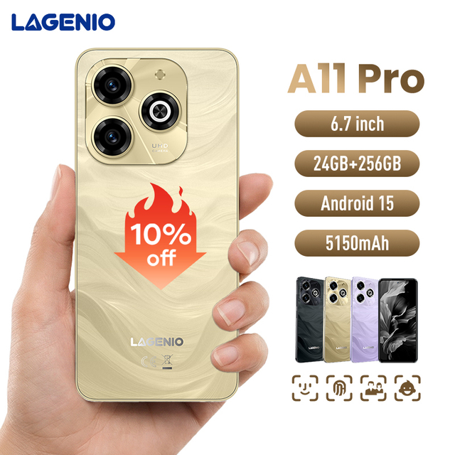 Bestseller LAGENIO A11 Pro 4G LTE Octa Core HD Smartphone 24GB+256GB 50MP 120Hz 5150mAh Battery Available Three Colors Business