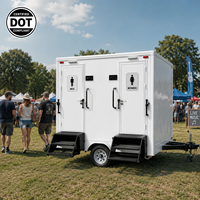 Remorque de toilettes mobiles à 2 postes d'urinal Etodevice avec réservoirs d'eau potable et d'eaux usées, lavabo, miroir et éclairage LED pour événements extérieurs