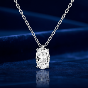 Collar con Colgante de Diamante Corte Oval XL1388, Plata 925, Engaste de Garra, Joyería Clásica de Compromiso, Cadena Unisex - Product Image 2