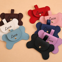 Porte-sac à déjections canines personnalisé en cuir PU, pochette pour laisse de chien avec nom personnalisé, fermeture à pression, cadeau pour maman de chien, commande en gros