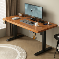 Bureau électrique réglable en hauteur, bureau de travail et de jeu, bureau électrique avec cadre en acier blanc, porte-gobelet intégré et crochet pour casque