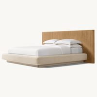 Lit double de luxe moderne RH pour chambre à coucher, cadre de lit en bois massif, tailles personnalisables, mobilier