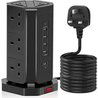 Enchufe de alimentación Vertical CE de 220V y 13 Amp, extensión en forma de torre, salida USB, UK con USB -A, USB-C de carga