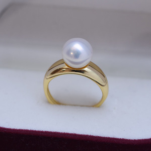 Bague en perle d'eau douce blanche Wenchi 9-10mm, argent S925, minimaliste, faite à la main, forte luminosité, faibles défauts, vente en gros, modèle 24593 - Product Image 2