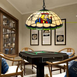 Lámpara de Mesa Pequeña de 16'' Hecha a Mano, Estilo Póker, con Iluminación LED y Cristal Decorado Tipo Tiffany, para Sala de Ajedrez y Cartas - Product Image 1