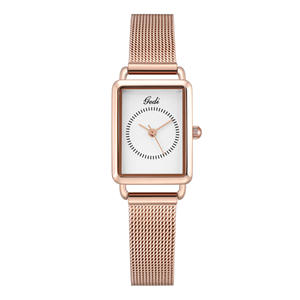 2025 rétro rectangulaire petit cadran à la mode en acier inoxydable maille bracelet tempérament compact étanche montre à quartz - Product Image 5