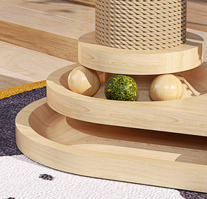 Gratte-chat en bois massif personnalisé cadre d'escalade en sisal durable avec peluche cataire et jouets en papier matériau MDF - Product Image 6