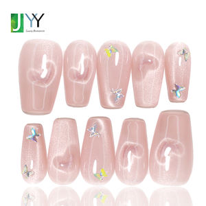 <span class=keywords><strong>Uñas</strong></span> postizas de gel auténtico con diseño de mariposa láser hechas a mano OEM, <span class=keywords><strong>uñas</strong></span> acrílicas artificiales de ataúd oscuro hechas a mano al por mayor - Product Image 2