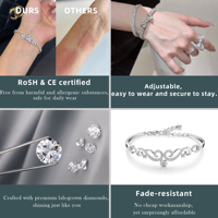 Bracelet trèfle à quatre feuilles en or 18 carats avec diamants de laboratoire DK pour mariages ou fêtes, accentué de diamants, simplicité et luxe