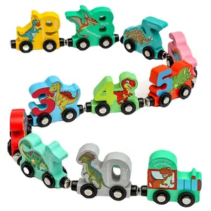 Brinquedos montessori de carros, 2 3 4 5 anos de idade, presentes, 11 peças, números de brinquedo, conjunto de trem de dinossauro