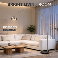 Lampadaire en métal à bras courbé réglable, intensité variable, LED E27, base en marbre naturel, pour salon et décoration d'hôtel