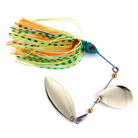 Leurre de pêche Spinnerbait 17,4 g pour la pêche au black-bass, double lame en forme de saule, leurres Spinner avec jupe, jig Spinner sans herbe pour la pêche au brochet en eau douce