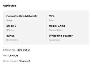 Vitamina C en Polvo 99% Pura |   Ácido Ascórbico de Grado Alimenticio y Cosmético, Materia Prima Antioxidante a Granel - Product Image 6