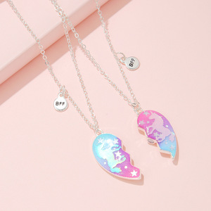 Vente flash : Ensemble de colliers en alliage à double cœur, collier magnétique pour meilleurs amis, collier pour <span class=keywords><strong>2</strong></span> couples, bijoux en gros - Product Image 4