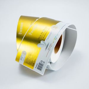 Autocollants d'emballage de produits en vinyle imperméable, dorés et givrés, sur mesure, impression en gros, rouleaux d'autocollants d'emballage - Product Image 1