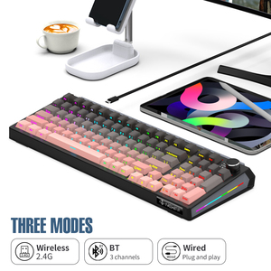 Customized wireless mechanical <b>keyboard</b> with hot-swappable side keycaps, HIF sound, three-mode <b>Keyboard</b> for office and gaming - Product Image 4