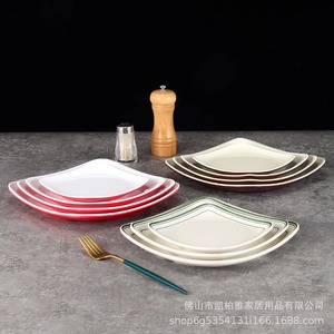 Platos cuadrados de melamina, bandejas de plástico para verduras, platos para salteados de comida rápida, platos para platos fríos, platos para fideos salteados, imitación - Product Image 2