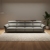 Hellgraues PU-Kunstleder-Sofa-Set Hochwertiges Modernes Sektional-Design mit Schwammfüllung für Apartments, Wohnzimmer, Hotels, Schulen