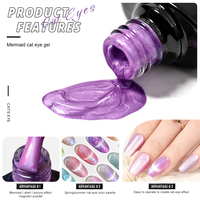 Vernis Gel Effet Œil de Chat Deroi avec Poudre Magnétique Grossière, en Bouteille, Logo Personnalisé, Couleur OEM ODM, Vente en Gros, Sans HEMA, Gel UV Effet Œil de Chat