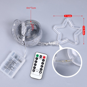 Guirlande lumineuse de Noël avec étoile pour le sommet de l'arbre, fonctionnant sur piles avec télécommande, pour la décoration de la maison, des murs et des arbres de Noël. - Product Image 6