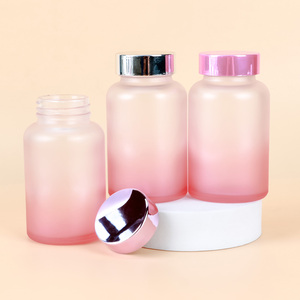 Flacon de complément alimentaire en verre dépoli dégradé avec bouchon à vis en métal multicolore, pot de stockage vide pour pilules et capsules, produit de santé, personnalisable - Product Image 6