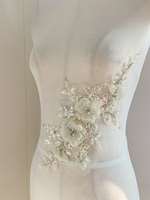 QUEENSGOWN NNBW Applique en dentelle florale 3D de luxe, lourdement perlée, brodée, avec sequins, accessoires pour robe de mariée
